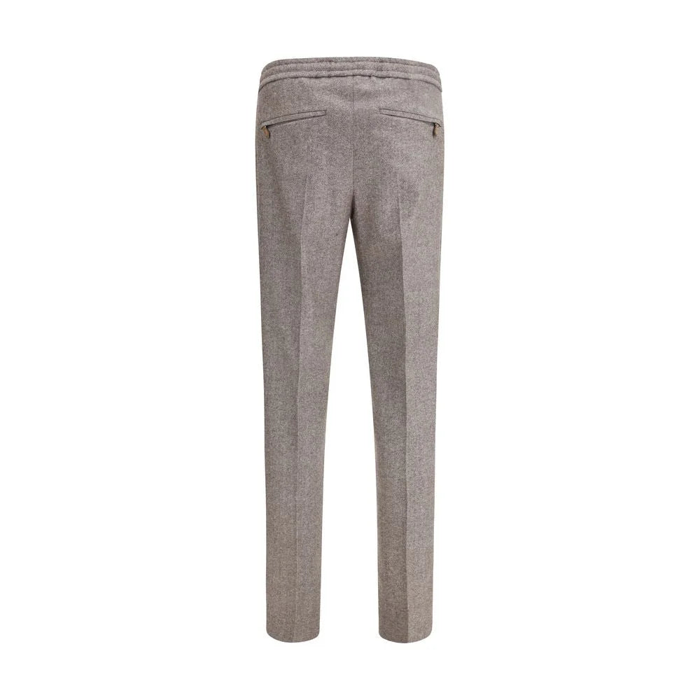 PT Torino Brown Fleece Wool Casual Pants