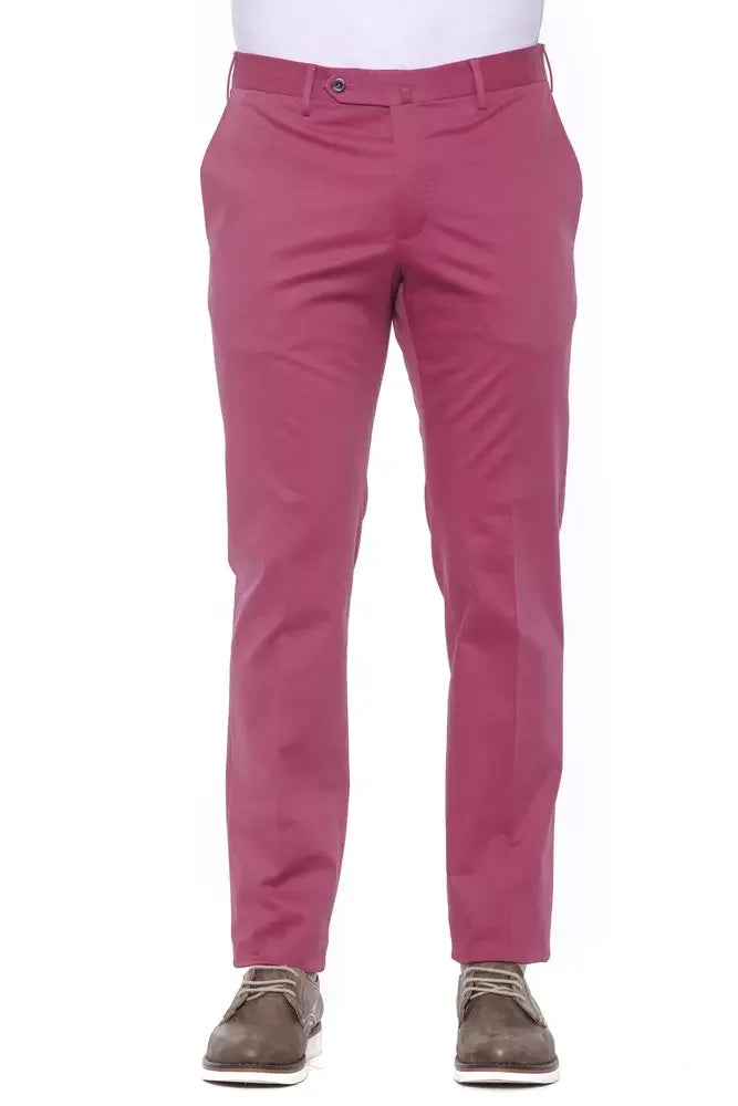 PT Torino Fuchsia Cotton Men Trouser - IT54 | XXL - Trousers