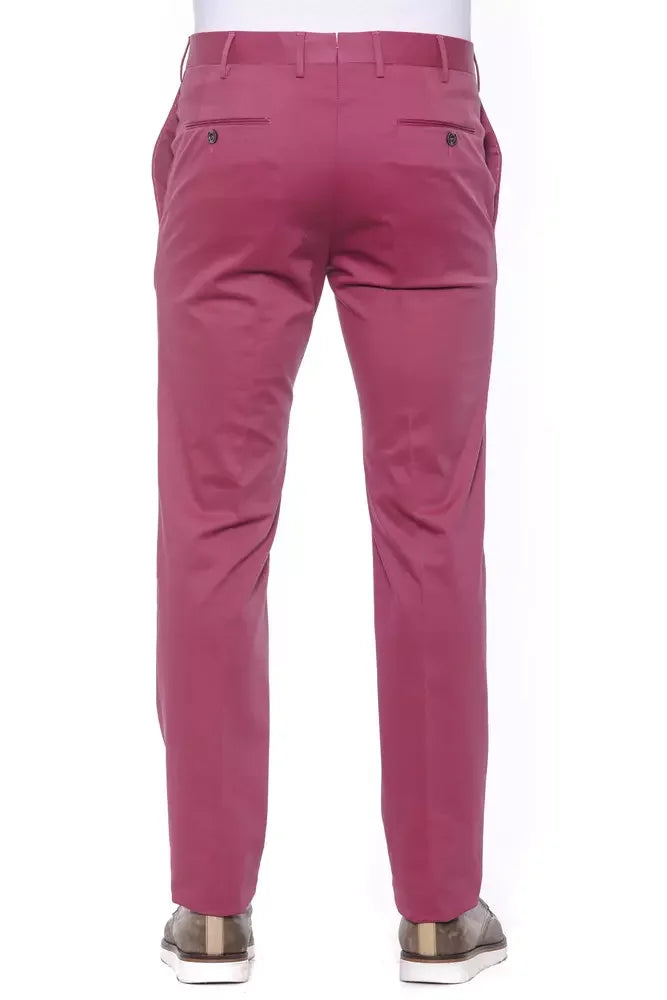 PT Torino Fuchsia Cotton Men Trouser - IT54 | XXL - Trousers