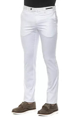 PT Torino White Cotton Men Slim Trouser - IT54 | XXL - Trousers