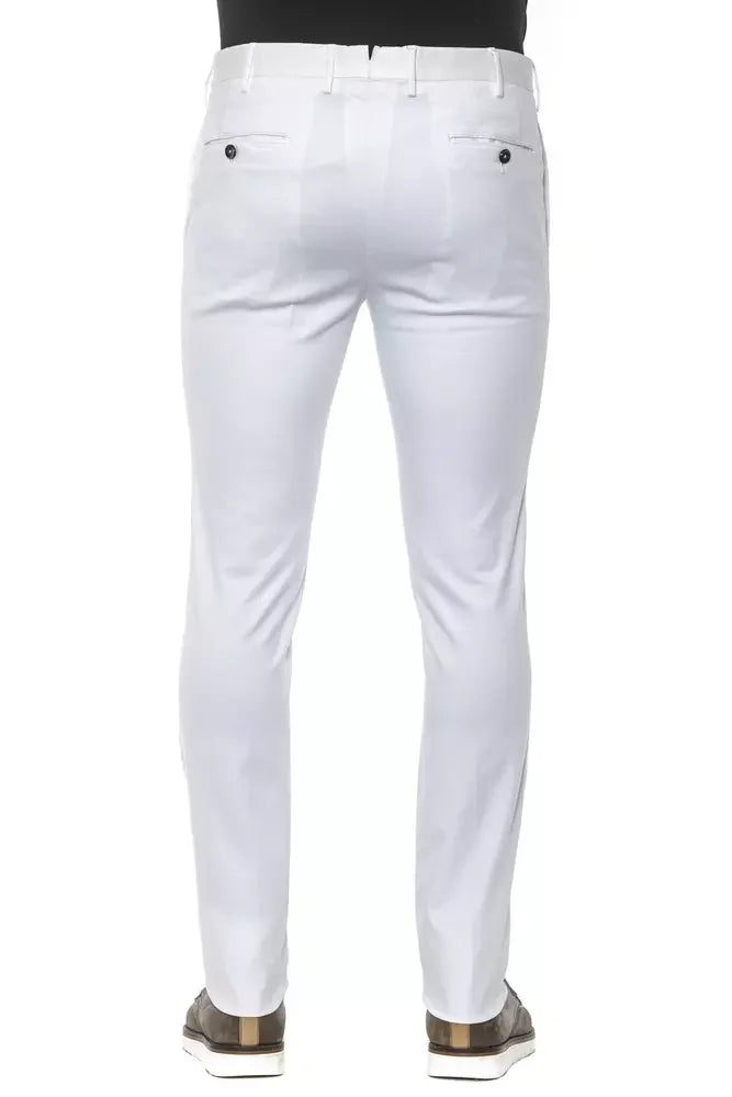 PT Torino White Cotton Men Slim Trouser - IT54 | XXL - Trousers
