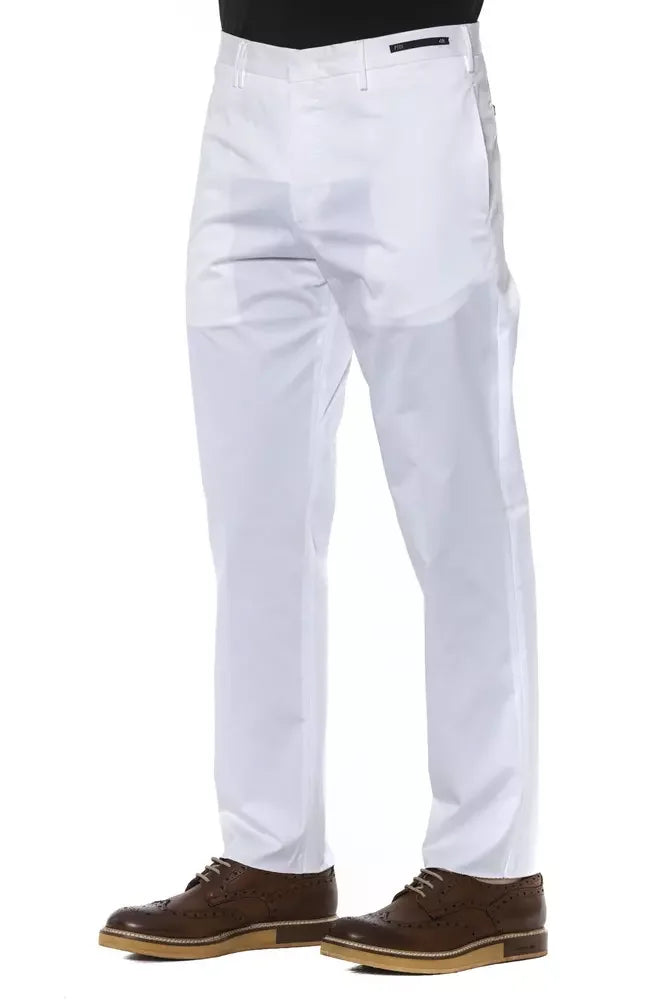 PT Torino White Cotton Men Trouser - IT56 | 3XL - Trousers