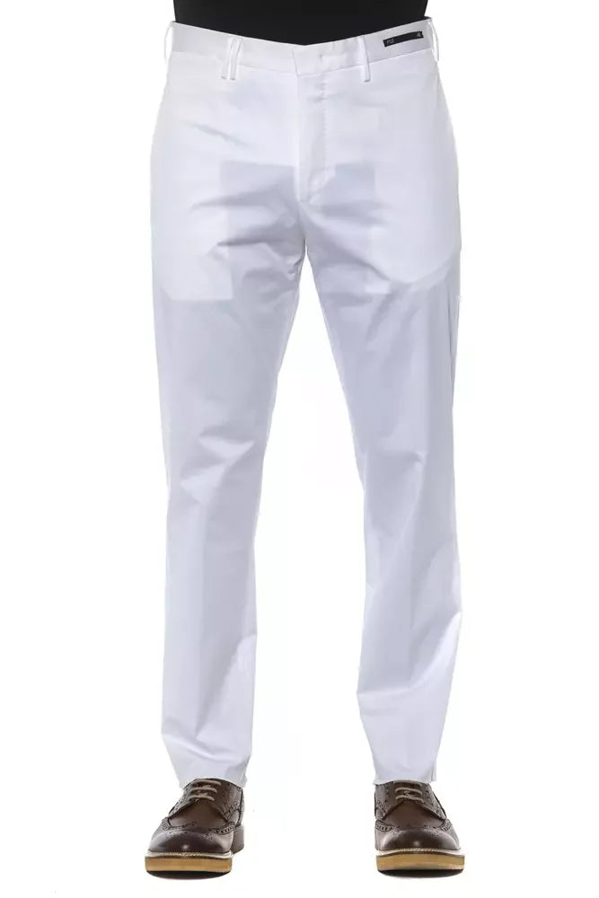 PT Torino White Cotton Men Trouser - IT56 | 3XL - Trousers