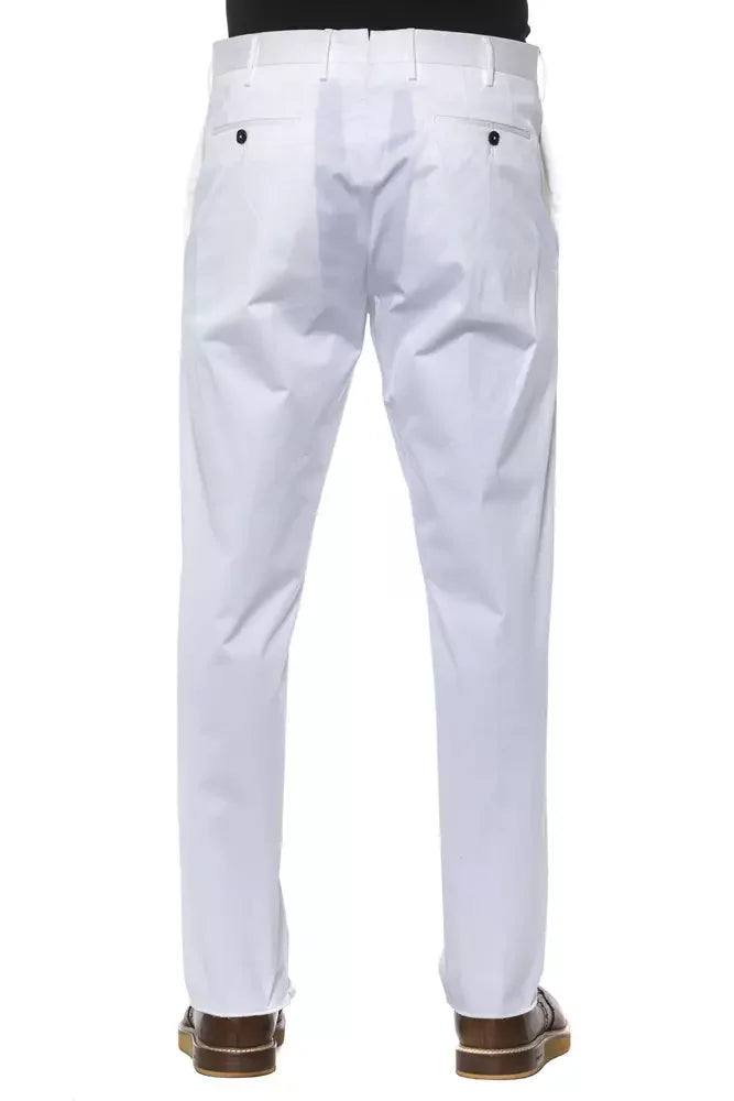 PT Torino White Cotton Men Trouser - IT56 | 3XL - Trousers