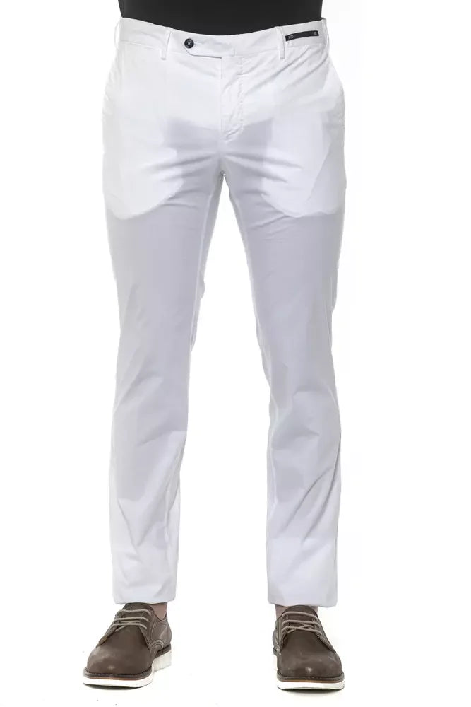 PT Torino White Cotton Men’s Trouser - Trousers