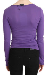 Purple Exte Crystal Embellished Long Sleeve Top Blouse - IT40|S - Blouses
