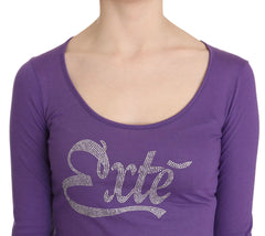 Purple Exte Crystal Embellished Long Sleeve Top Blouse - IT40|S - Blouses