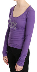 Purple Exte Crystal Embellished Long Sleeve Top Blouse - IT40|S - Blouses