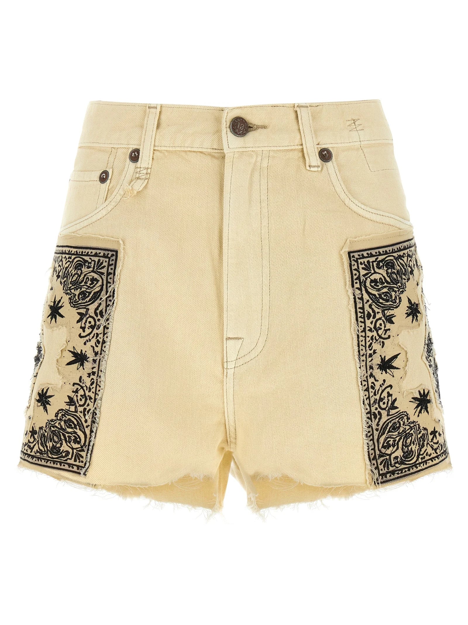 R13 Beige Cotton Bermuda Shorts