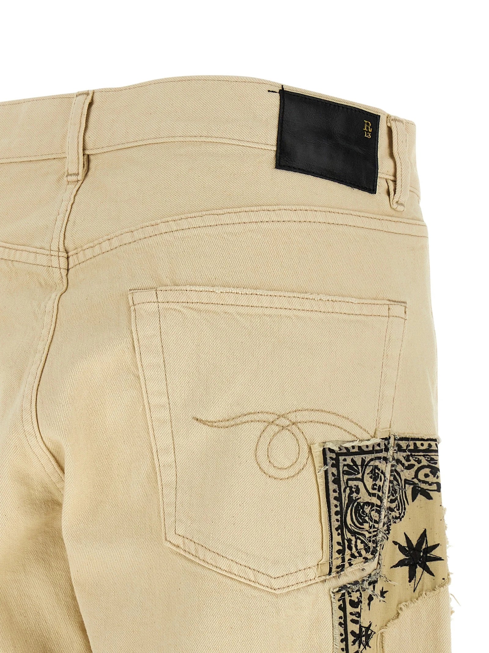 R13 Beige Cotton Straight-Leg Jeans