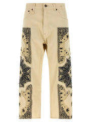 R13 Beige Cotton Straight-Leg Jeans