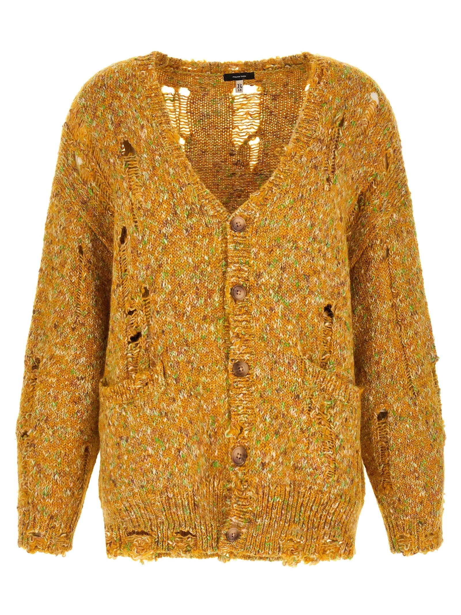 R13 Bicolor Alpaca Leather Cardigan - XS