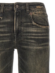 R13 Black Cotton Boyfriend Jeans