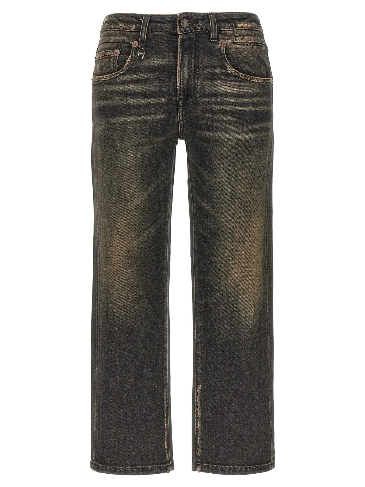 R13 Black Cotton Boyfriend Jeans