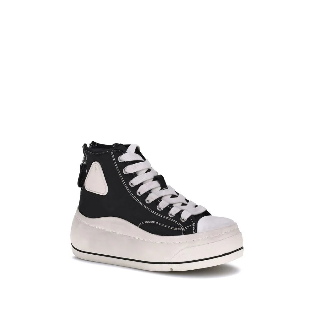 R13 Black Cotton Platform Sneakers