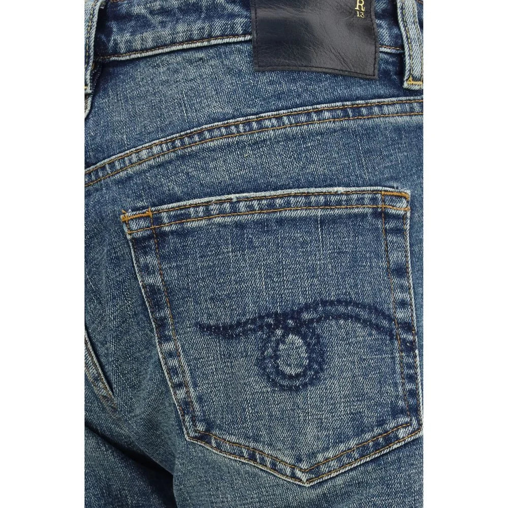 R13 Blue Cotton Flared Jeans - 27