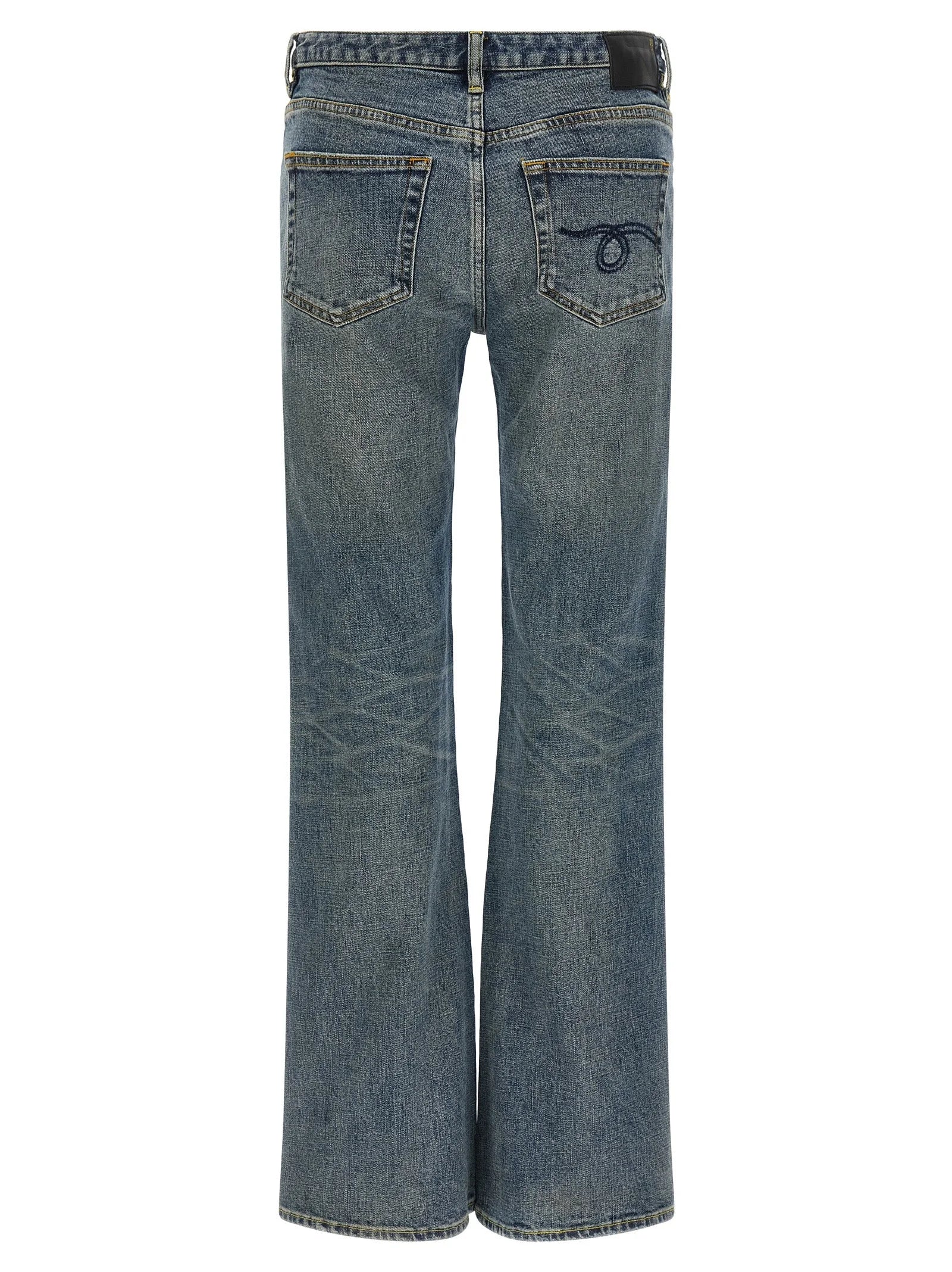 R13 Blue Cotton Flared Jeans