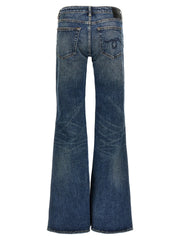 R13 Blue Cotton Flared Jeans