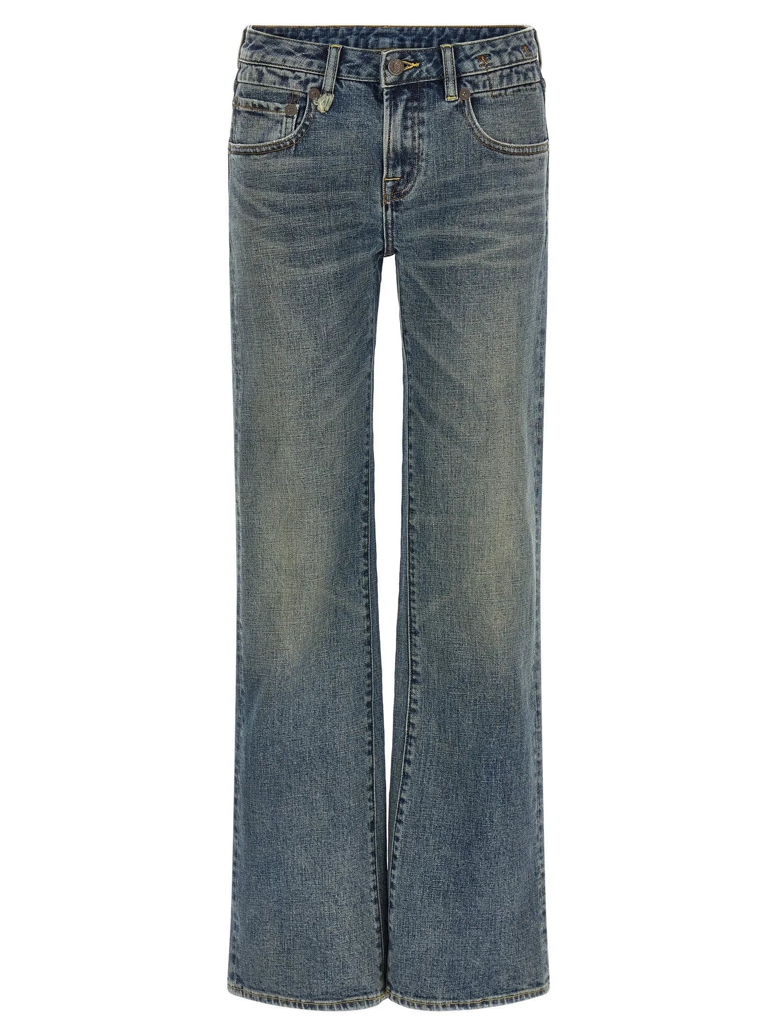 R13 Blue Cotton Flared Jeans