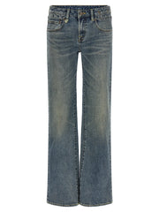 R13 Blue Cotton Flared Jeans
