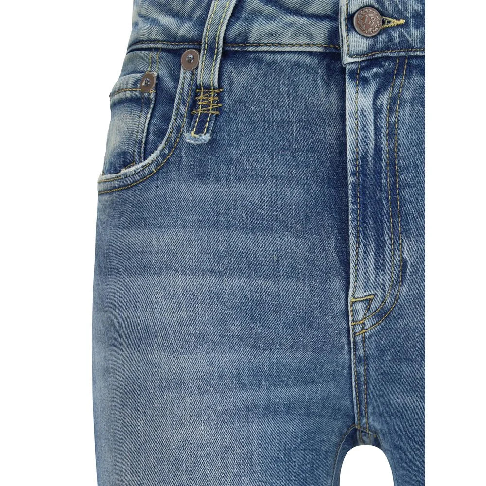 R13 Blue Cotton Flared Jeans