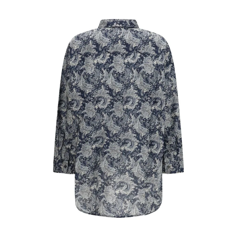 R13 Blue Silk Pattern Shirt - S