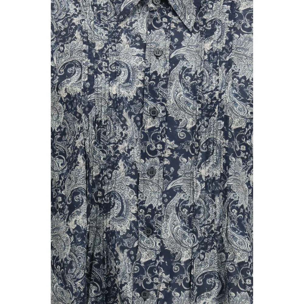 R13 Blue Silk Pattern Shirt - S