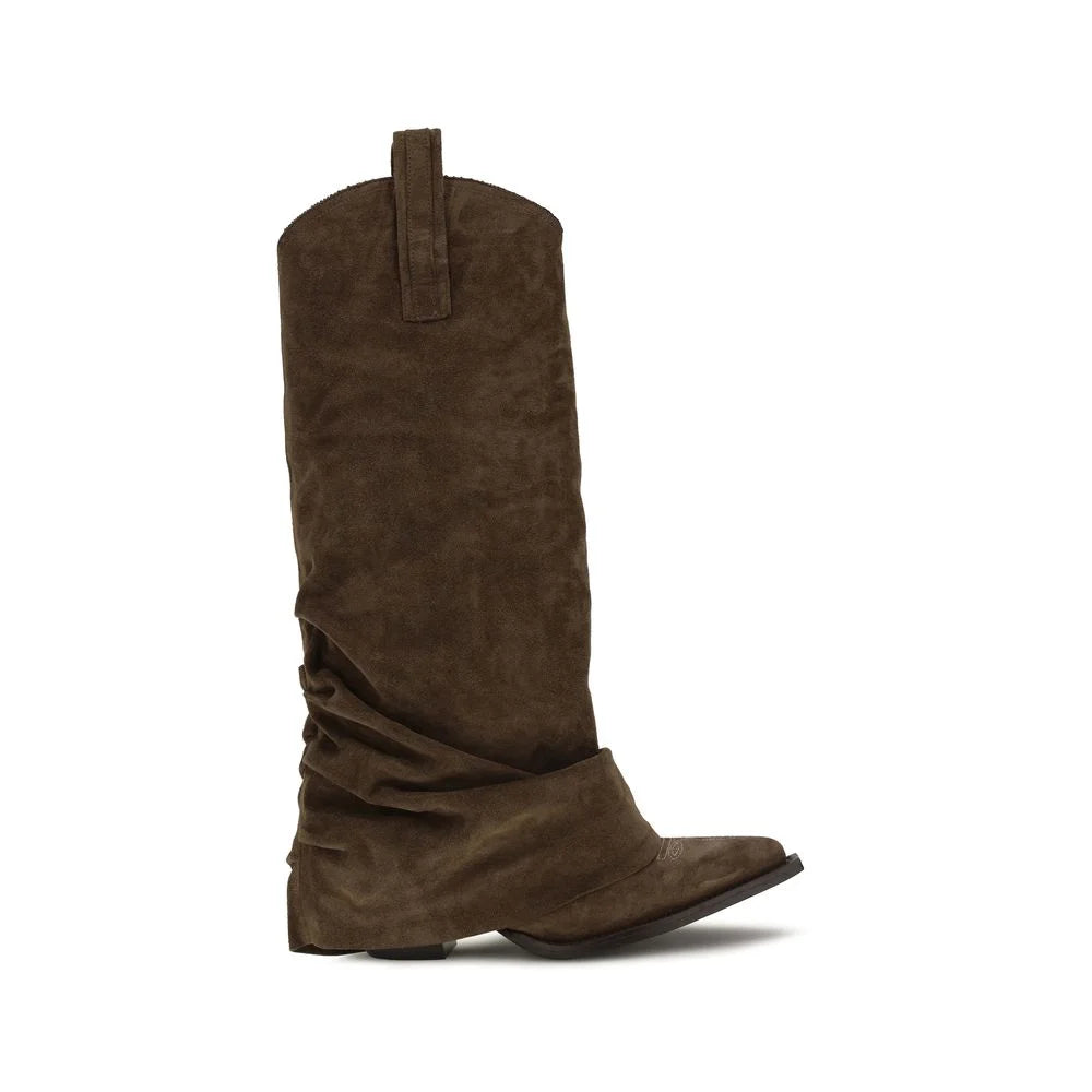 R13 Brown Calf Leather Bos Taurus Boots