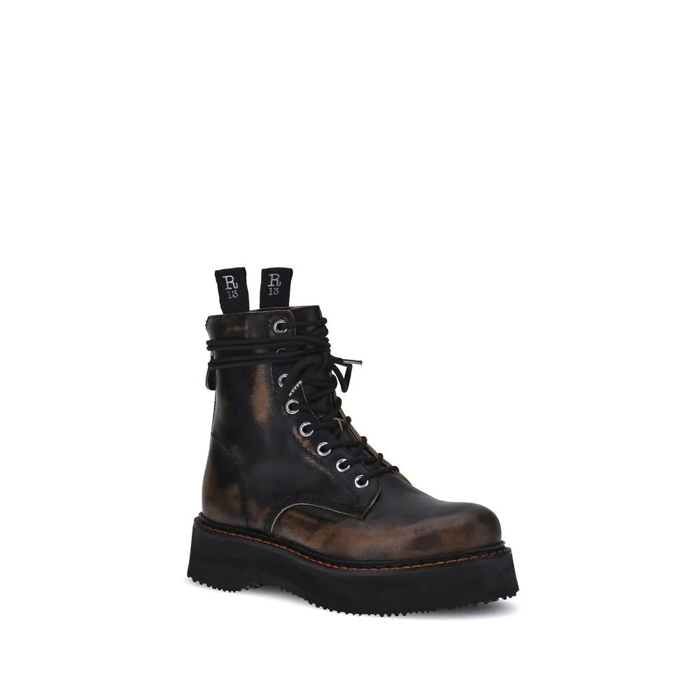 R13 Brown Rubber Lace-Up Boots - EU39/US9