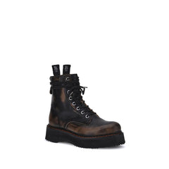 R13 Brown Rubber Lace-Up Boots - EU39/US9
