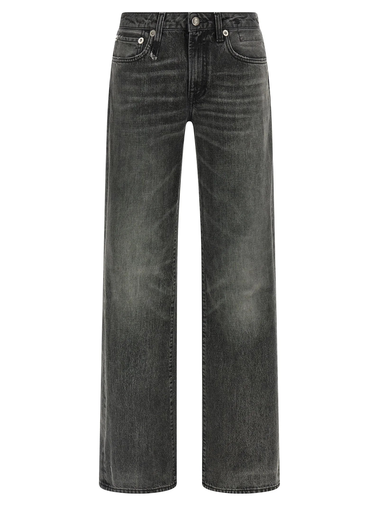 R13 Gray Cotton Straight-Leg Jeans