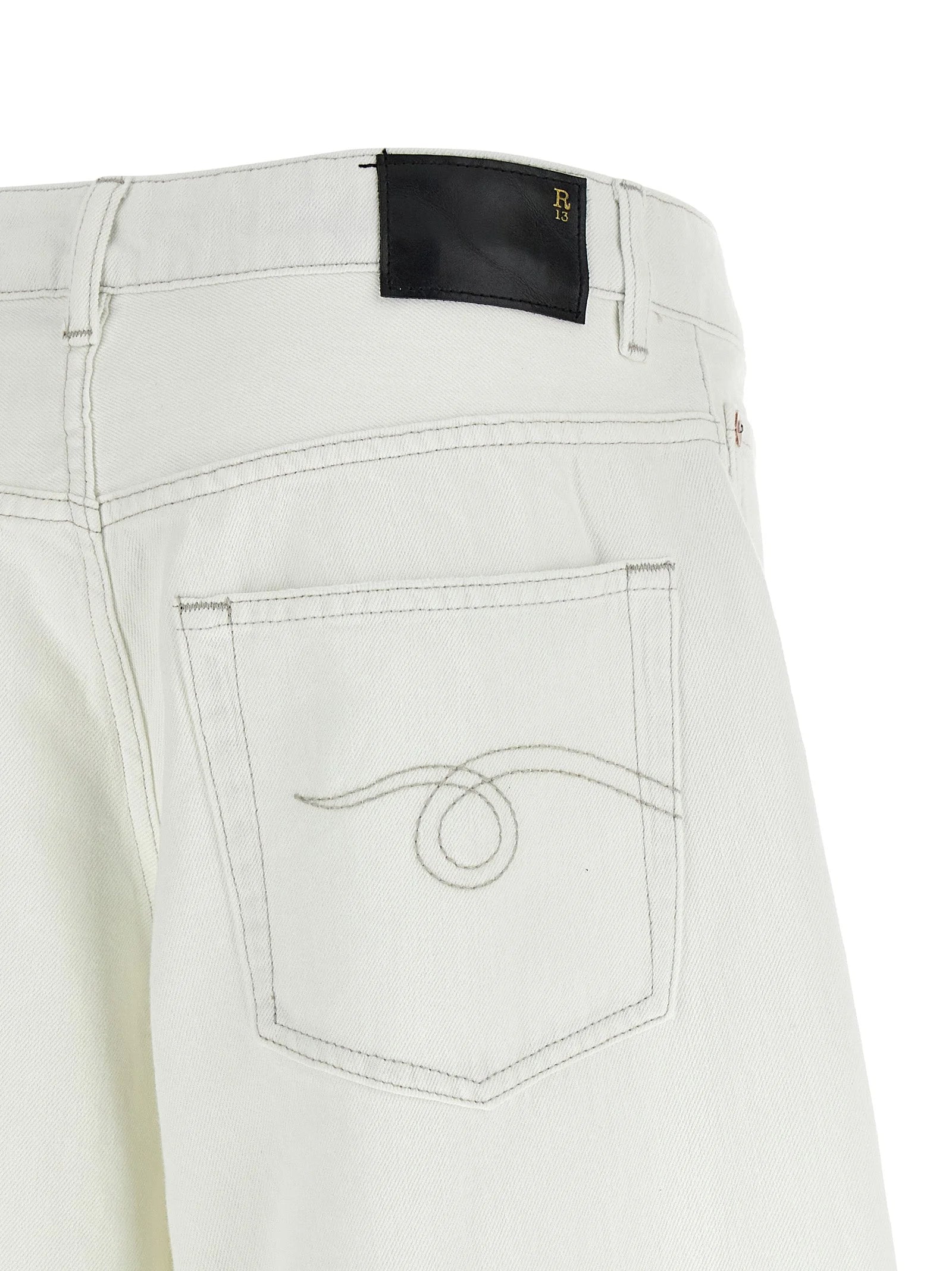 R13 White Cotton Jeans Denim - 27