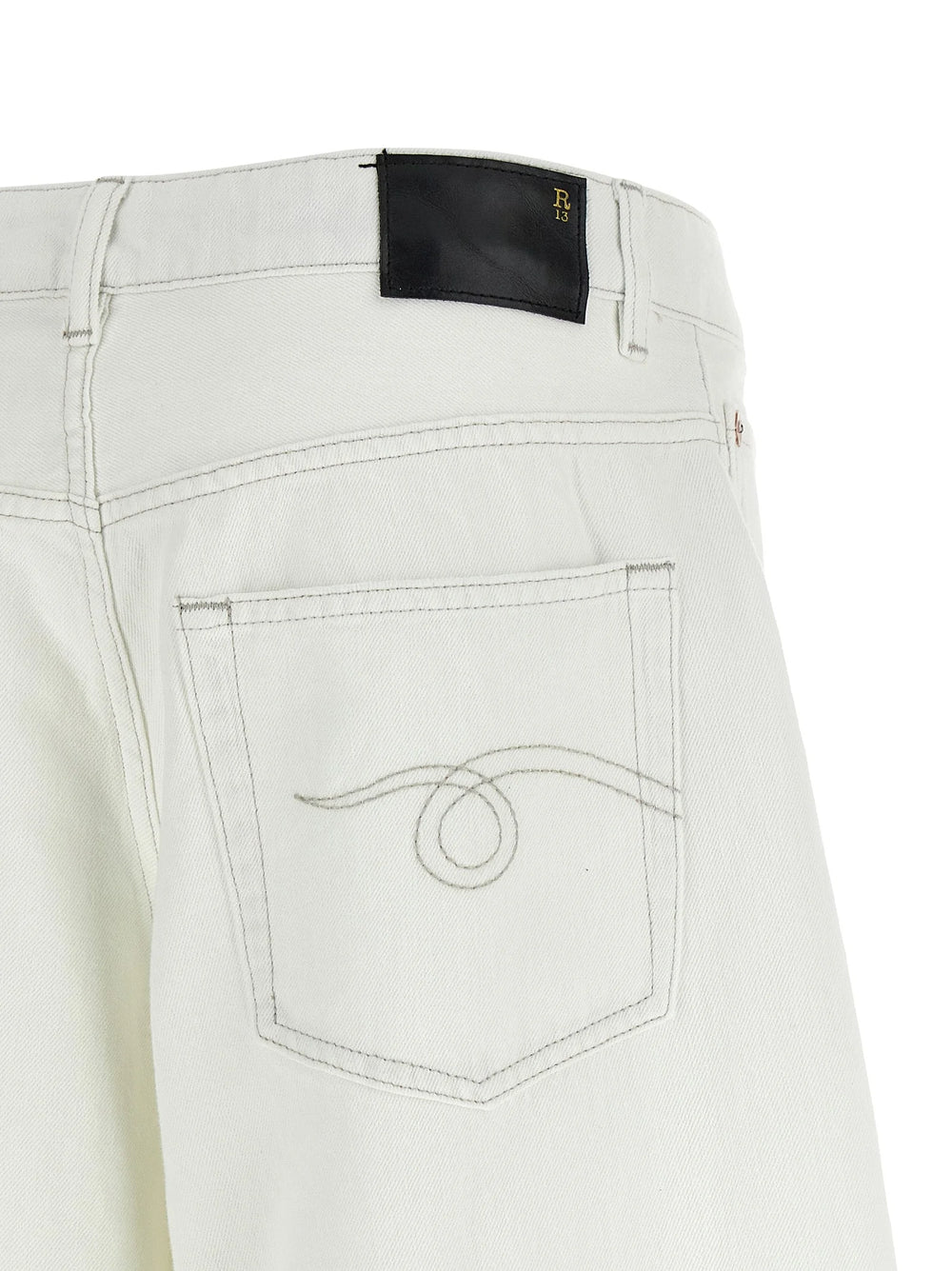R13 White Cotton Jeans Denim - 27