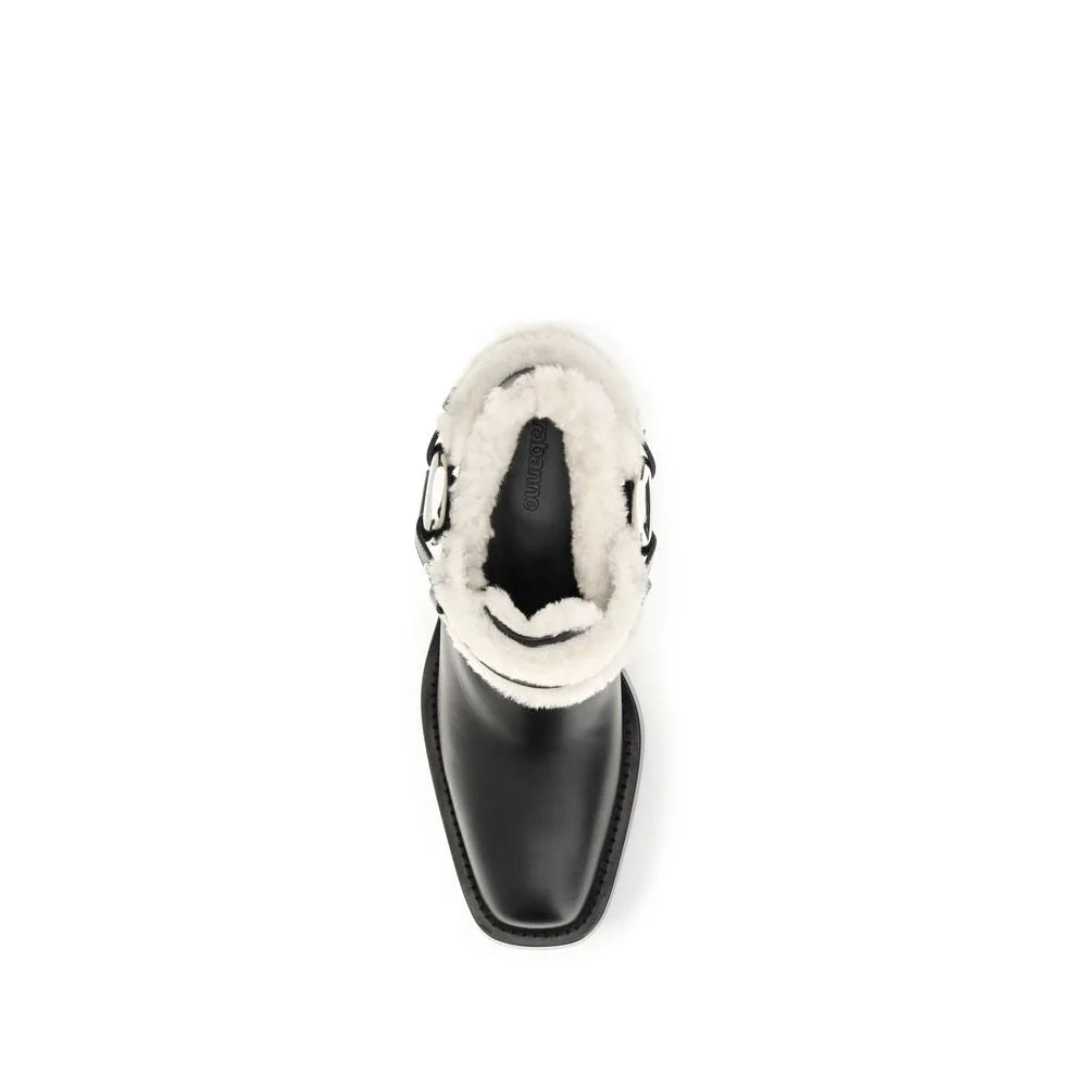 Rabanne Black Calf Leather Bos Taurus Ankle Boots