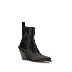Rabanne Black Calf Leather Bos Taurus Ankle Boots