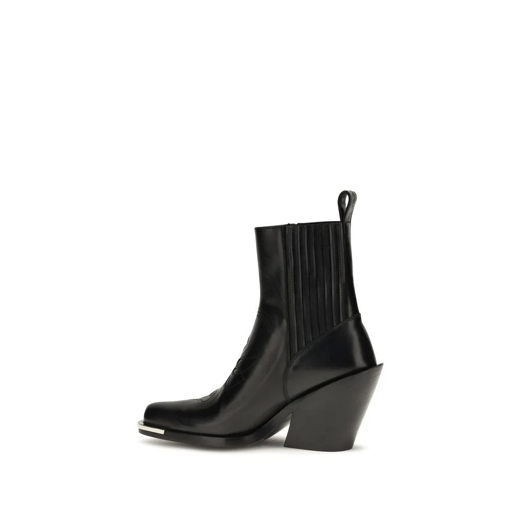 Rabanne Black Calf Leather Bos Taurus Ankle Boots