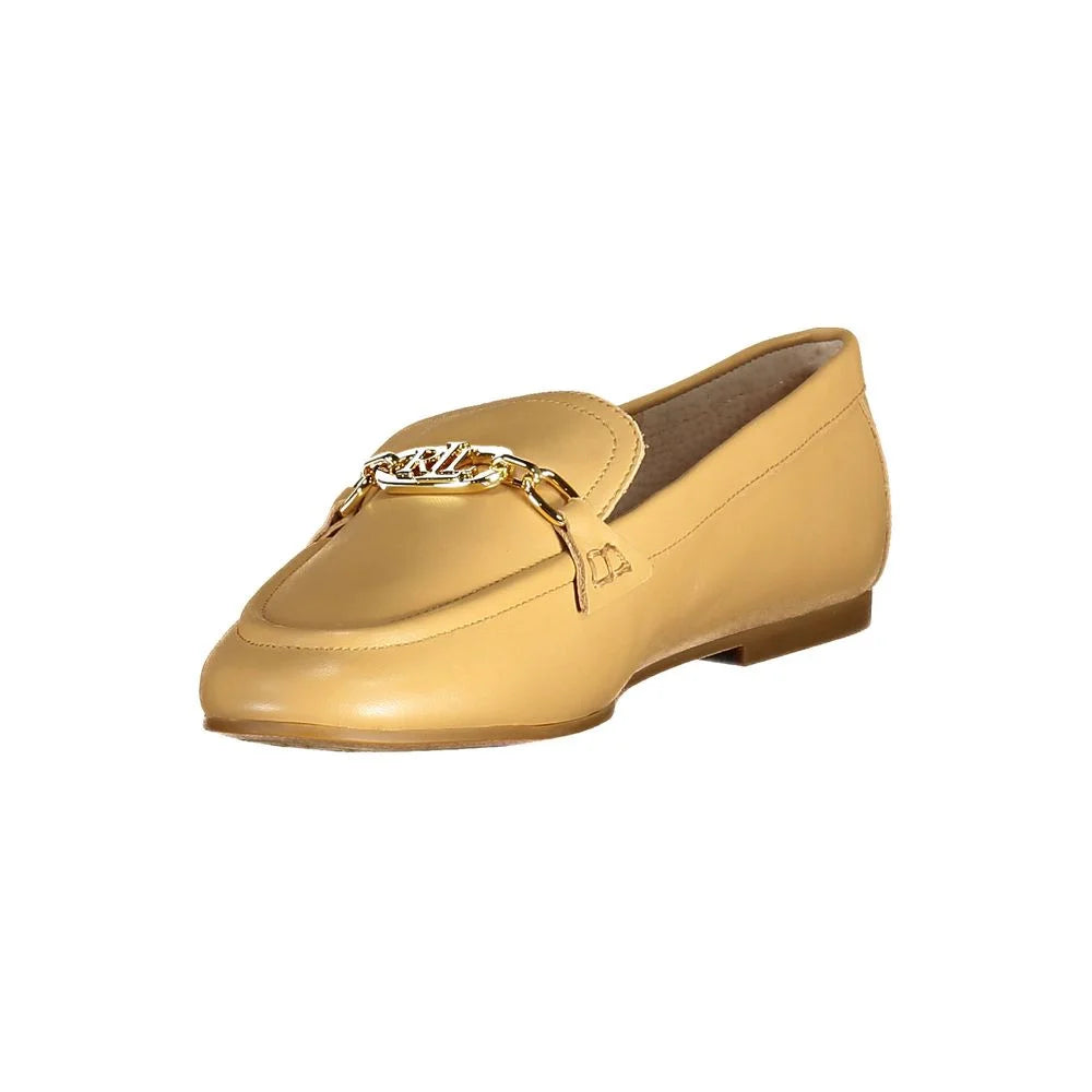 Ralph Lauren Beige Leather Women Flat Shoe - Flats