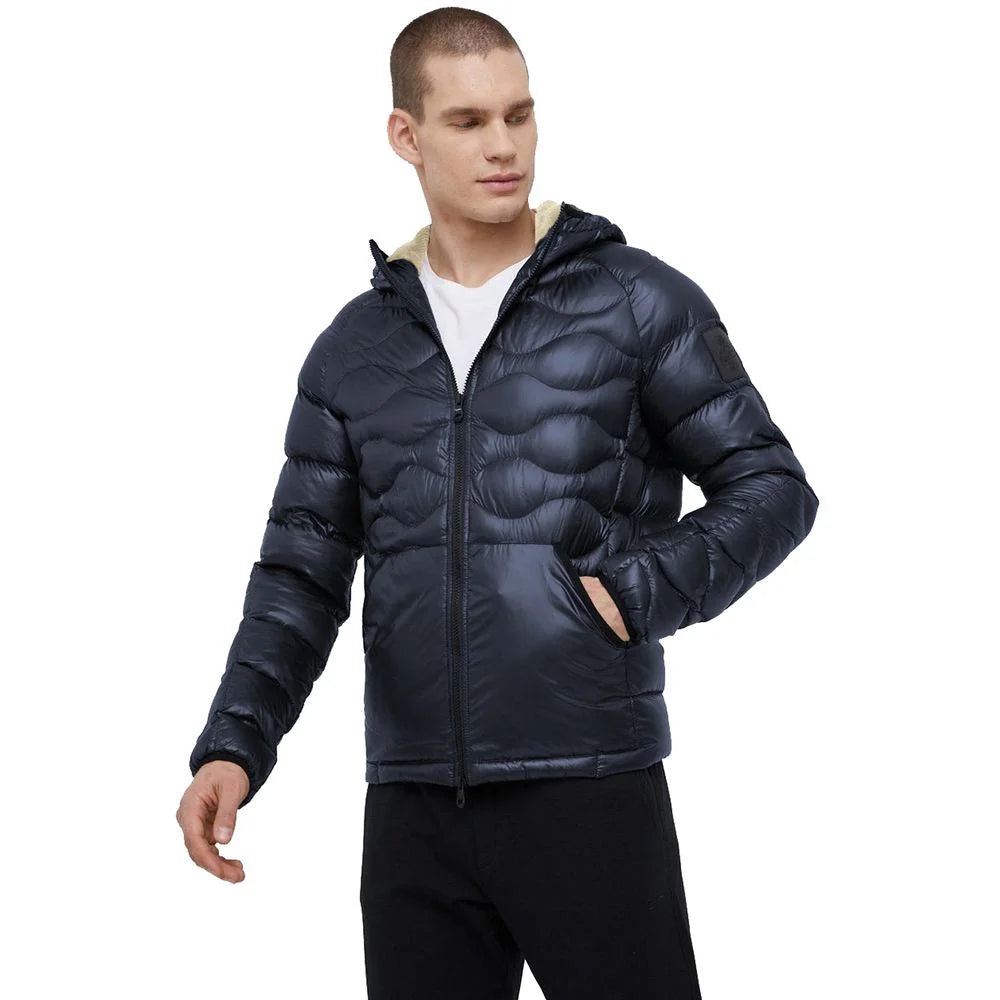 Refrigiwear Blue Nylon Men Jacket with Slim Fit and Feather Padding - XXL - Puffer Jackets
