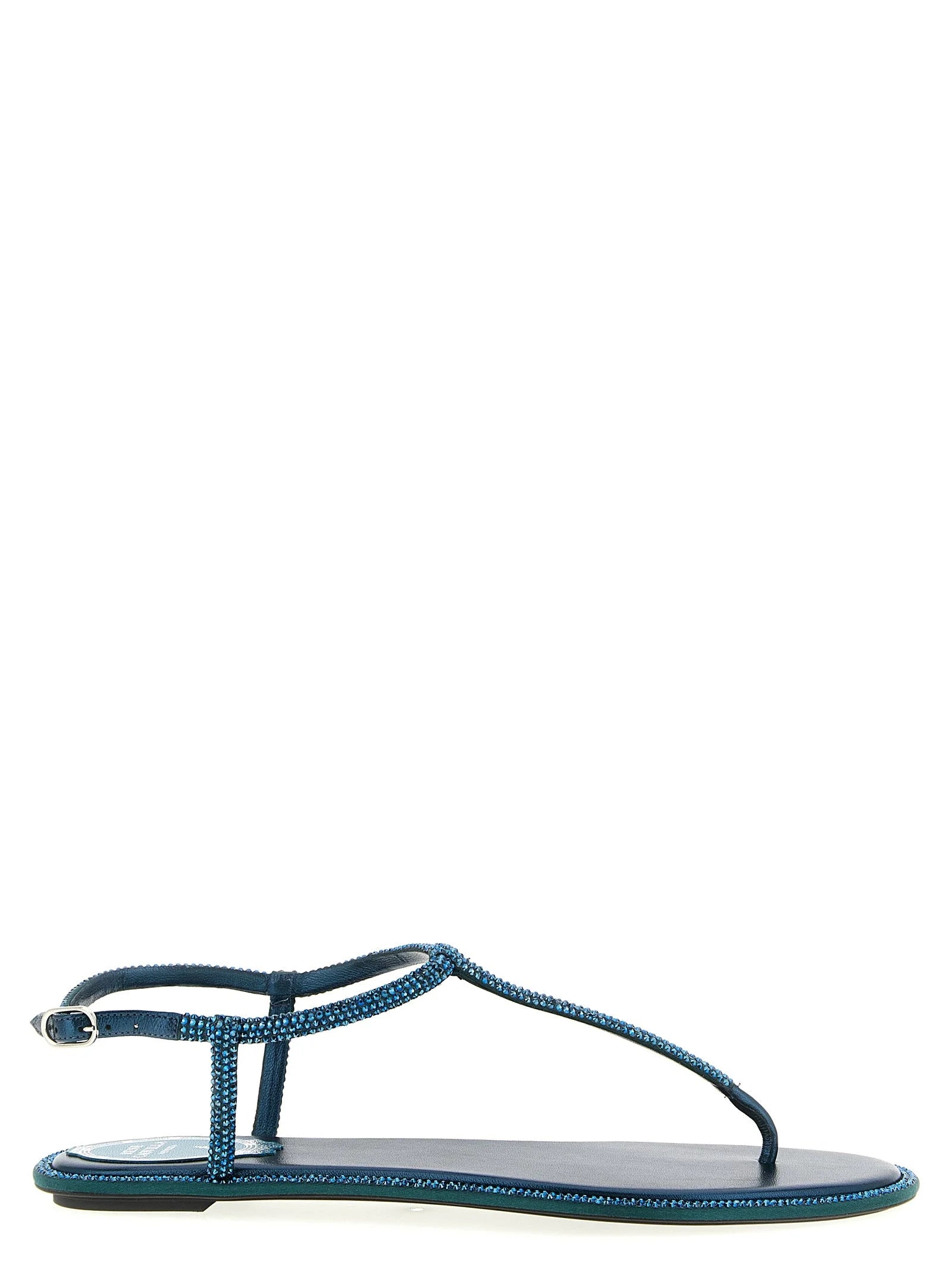 RENE CAOVILLA Bicolor Viscose Flat Sandals
