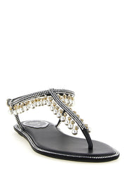 RENE CAOVILLA Bicolor Viscose Flat Sandals