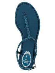 RENE CAOVILLA Bicolor Viscose Flat Sandals