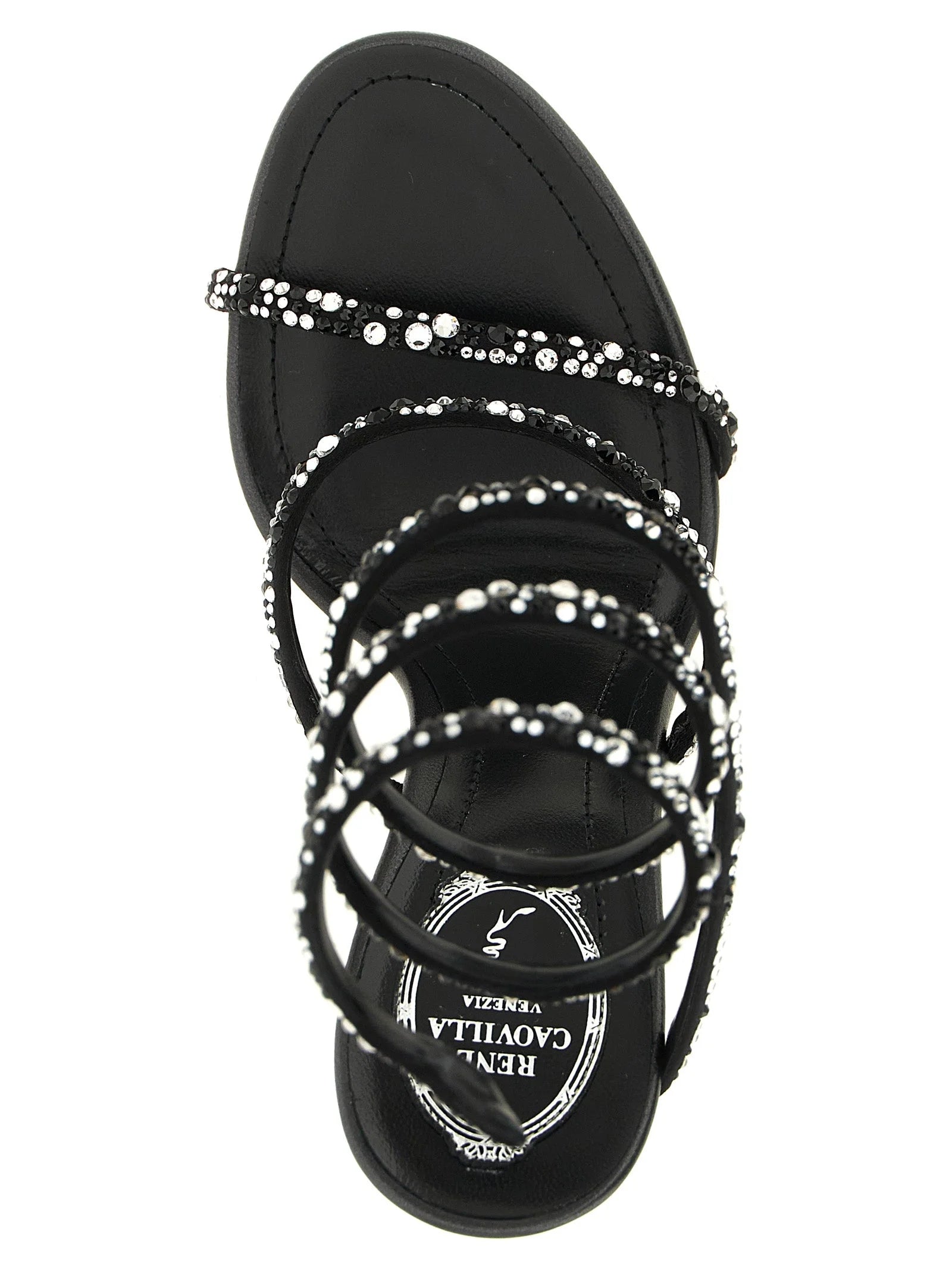 RENE CAOVILLA Bicolor Viscose Stiletto Heel Sandals