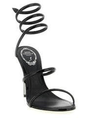 RENE CAOVILLA Black Calfskin Stiletto Heel Sandals