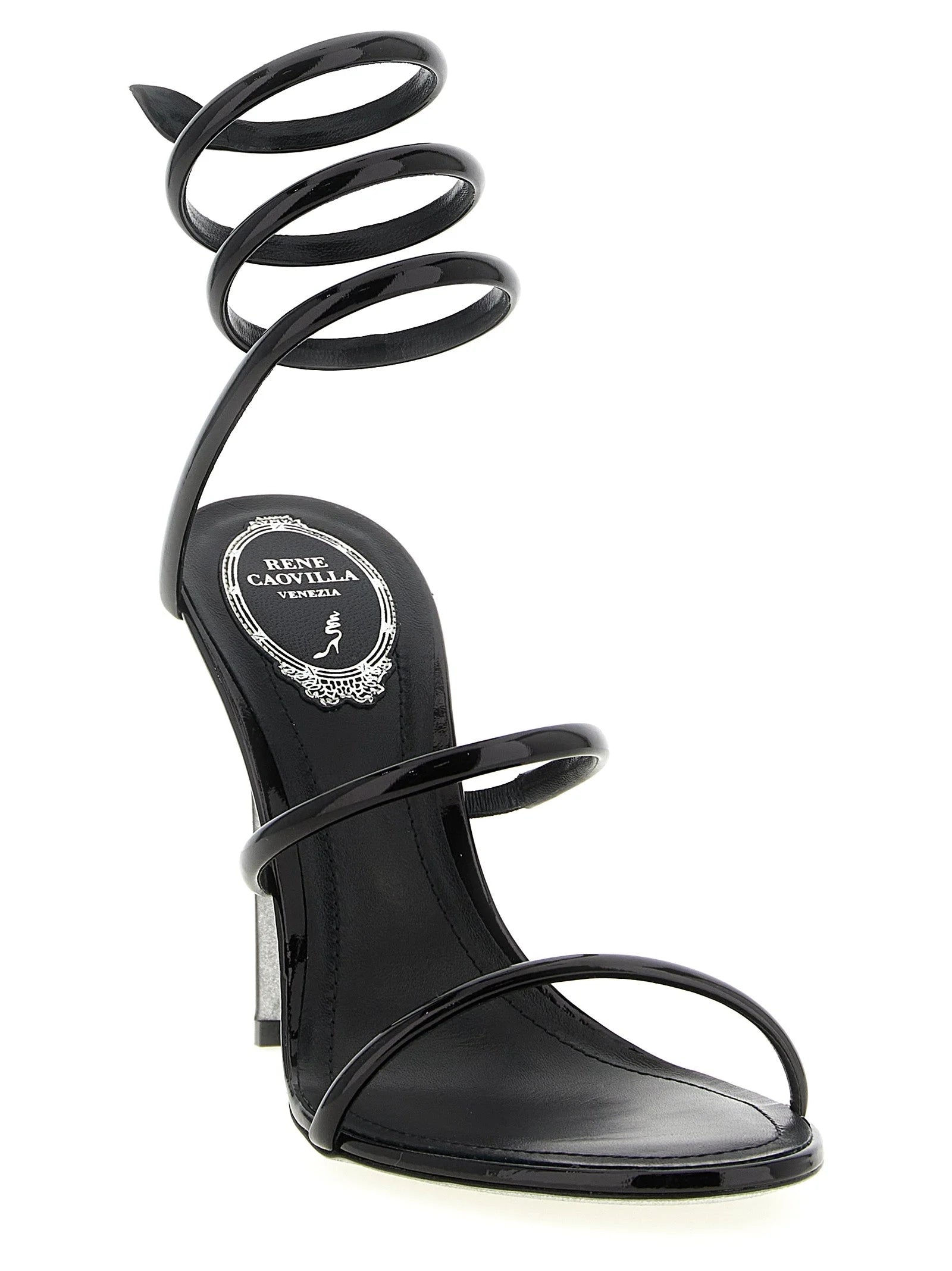 Sandály RENE CAOVILLA Black Calfskin Stiletto Heel - EU41/US11