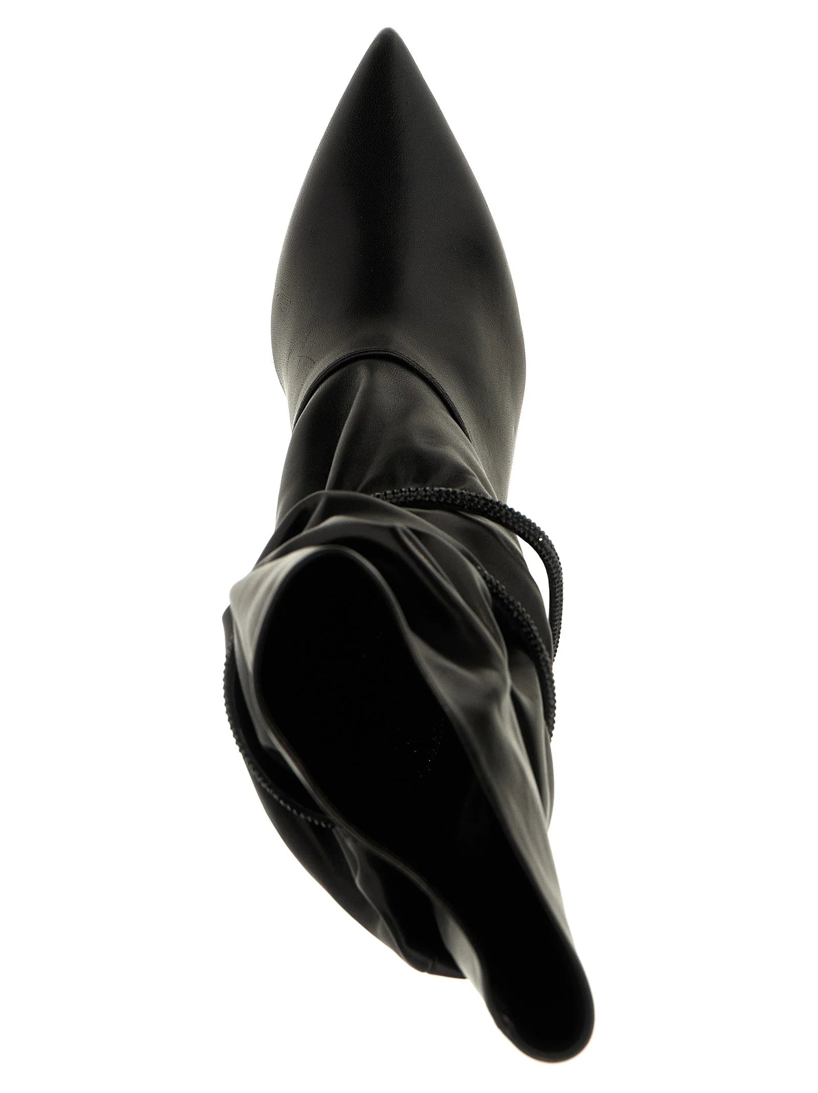 RENE CAOVILLA Black Lamb Leather Ankle Boots - EU38.5/US8.5