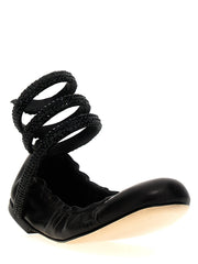 RENE CAOVILLA Black Lamb Leather Ballet Flats
