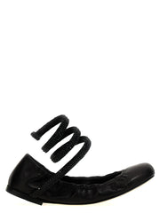 RENE CAOVILLA Black Lamb Leather Ballet Flats