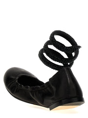 RENE CAOVILLA Black Lamb Leather Ballet Flats