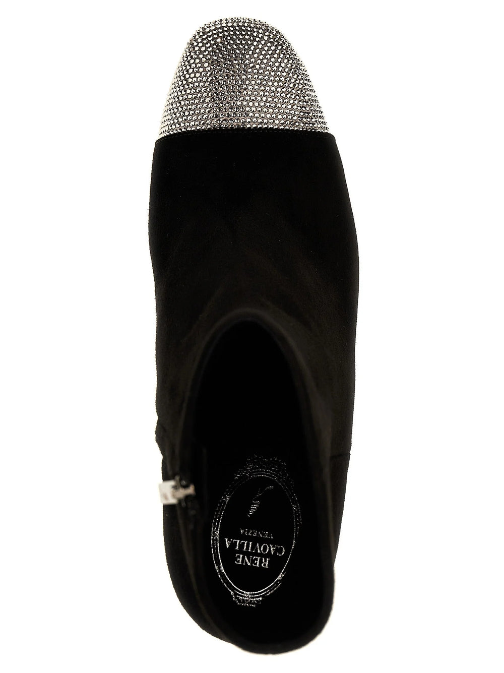 RENE CAOVILLA Black Leather Ankle Boots