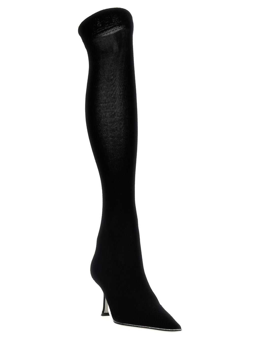 RENE CAOVILLA Black Leather Over The Knee - EU37/US7